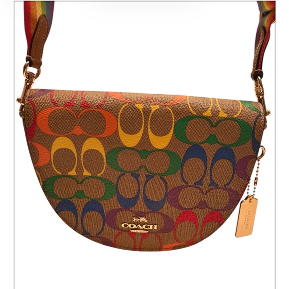 Coach C4098 Signature Canvas Ellen Rainbow Pride Multicolor Crossbody Purse Bag - Picture 3 of 13